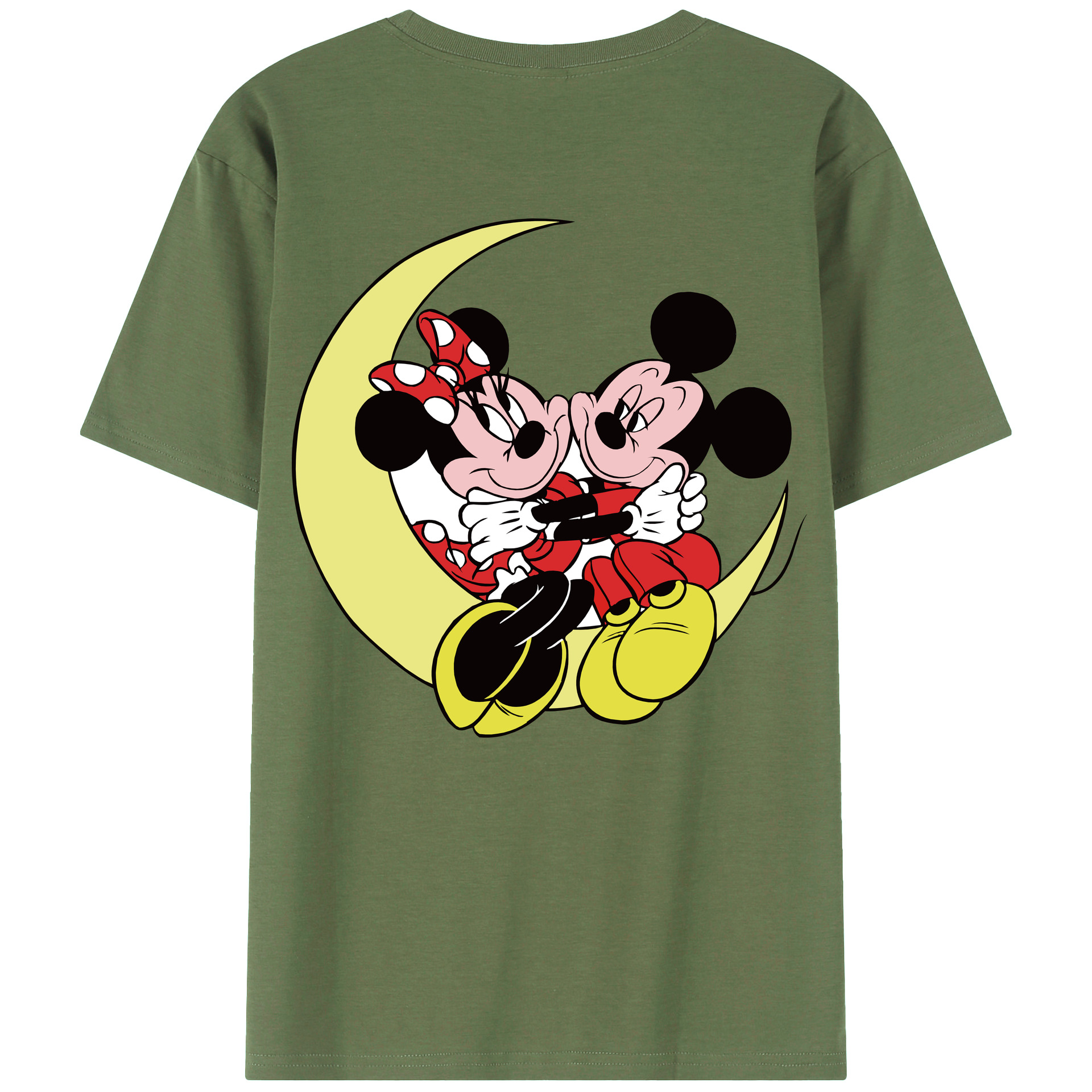 ミッキーマウス Mickey Mouse 綿100％ メンズ半袖Tシャツ（バックプリント） 通気性